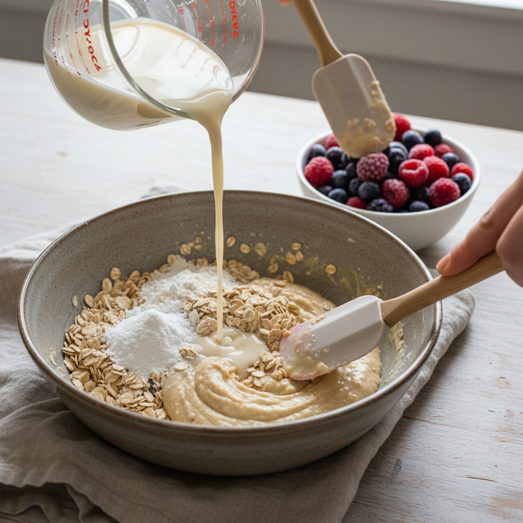 Combine and fold in berries