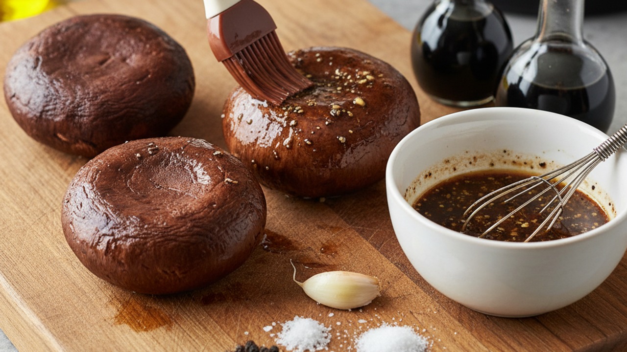 Prepare and marinate the mushrooms