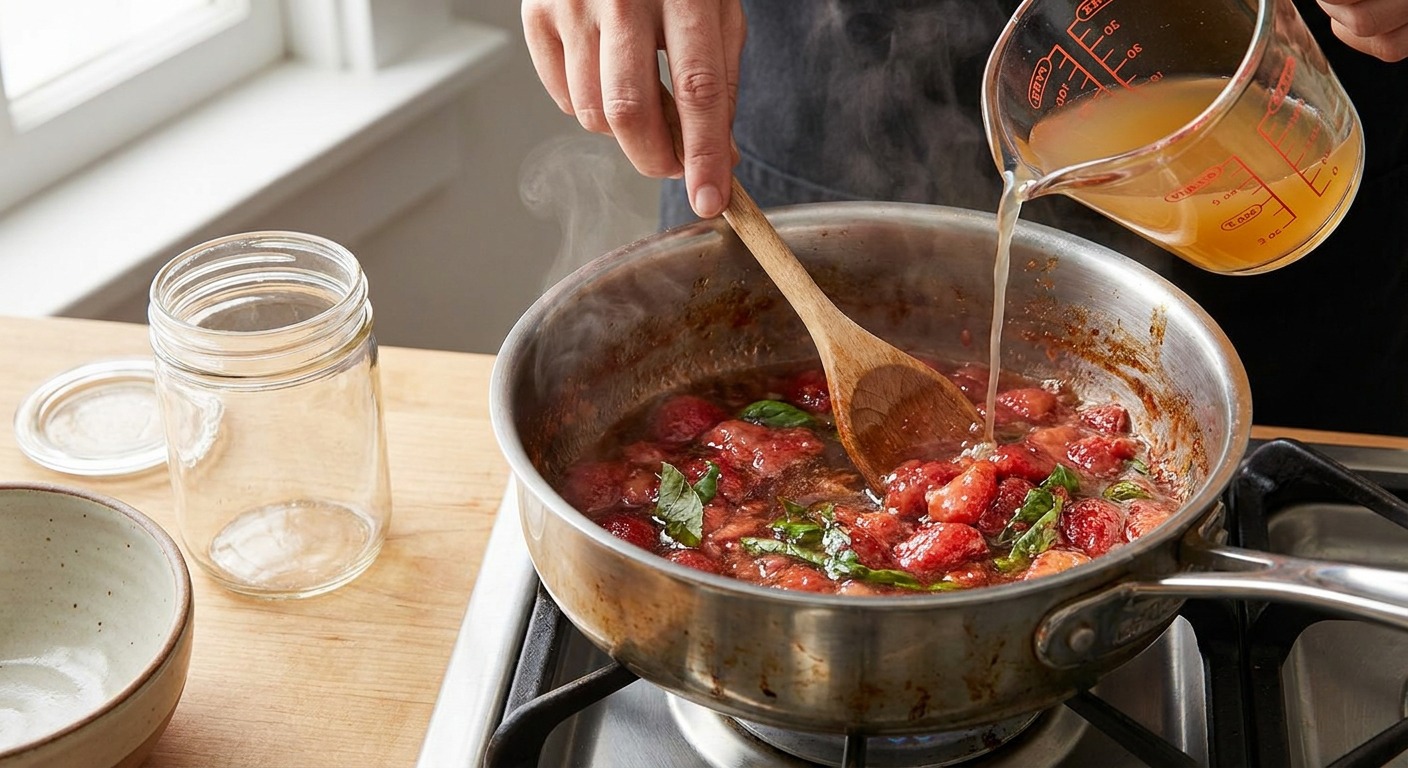Simmer with vinegar and cool