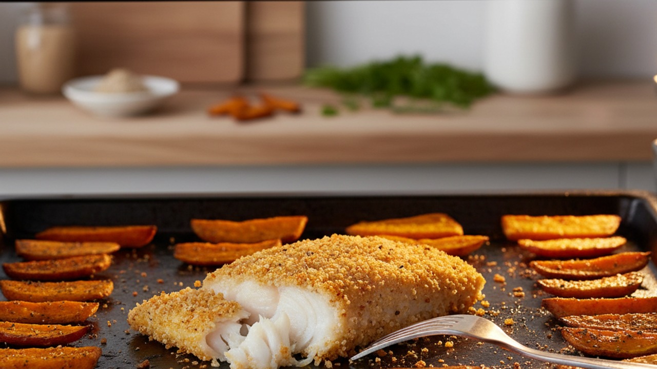 Bake fish and finish chips