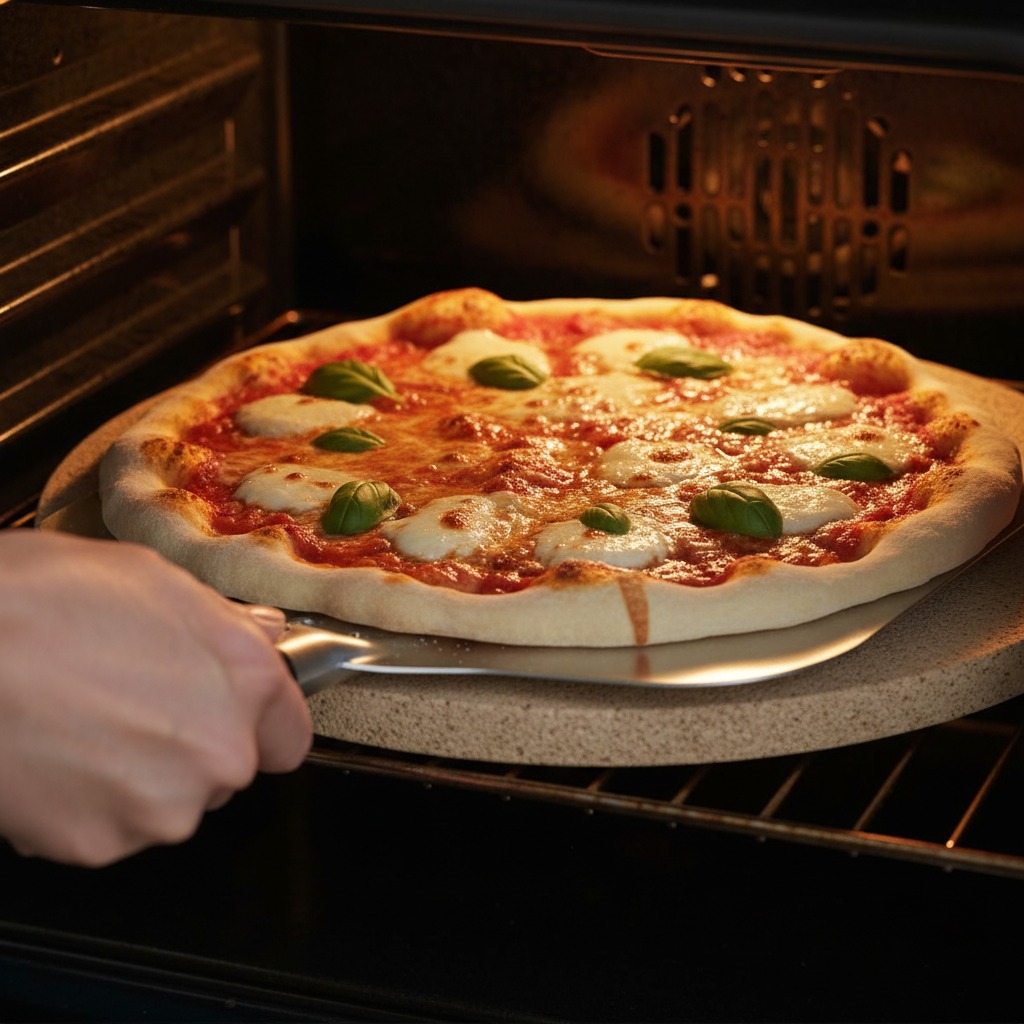 Bake on the stone (oven or outdoor oven)