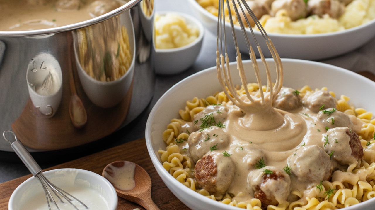 Make the creamy gravy and serve