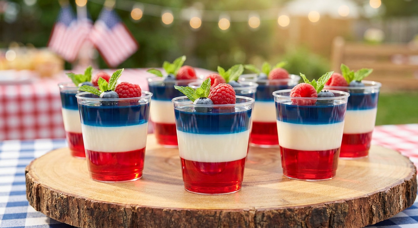 Layered Patriotic Jello Shots - Red, White and Blue