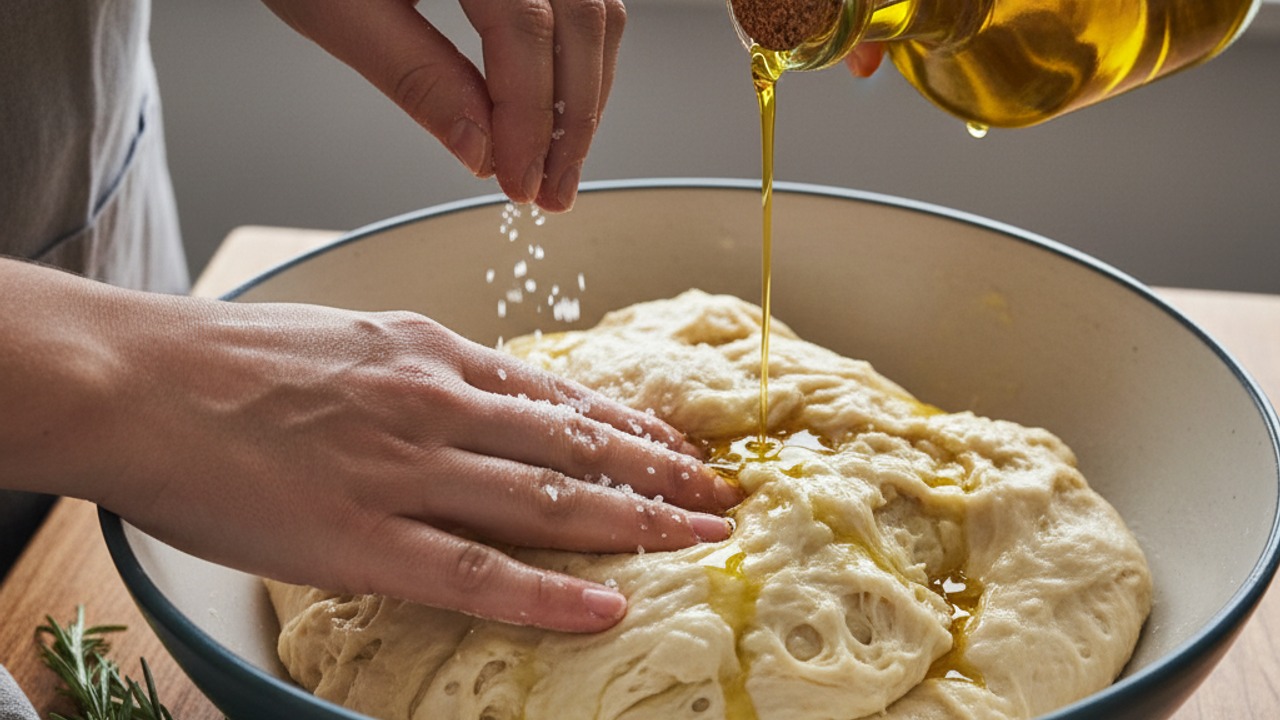 Incorporate salt and olive oil