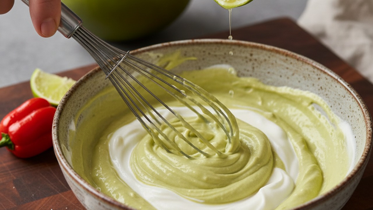 Prepare the avocado crema