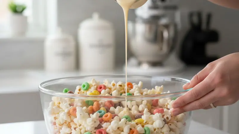 Coat the popcorn