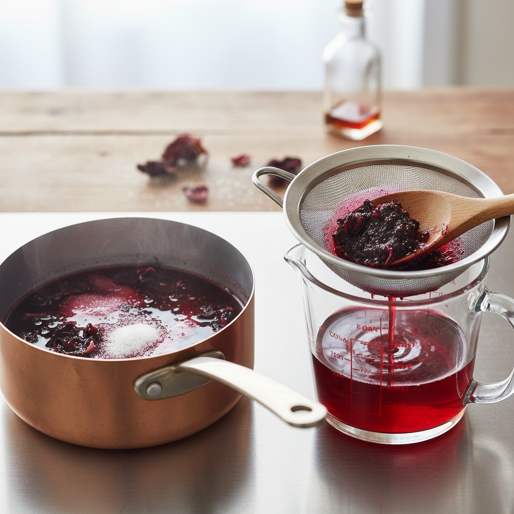 Make the hibiscus syrup