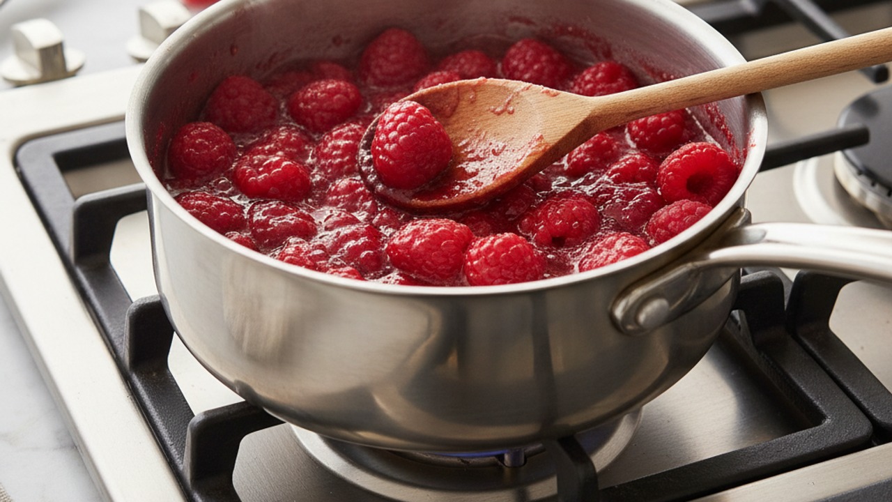 Make the raspberry compote
