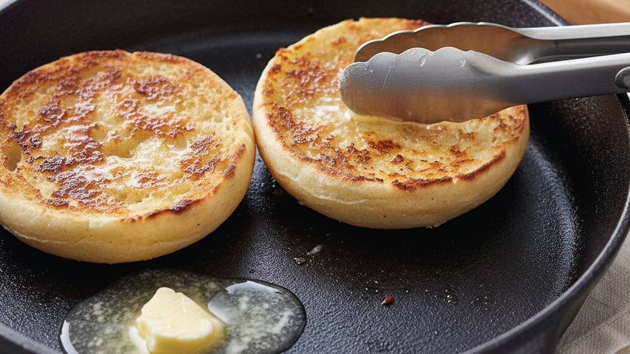 Toast the English muffins