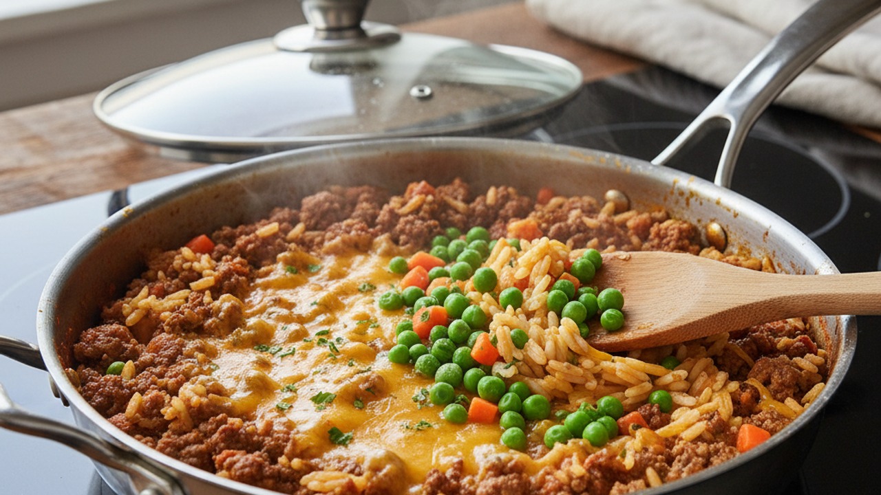 Simmer until rice is tender and add veggies