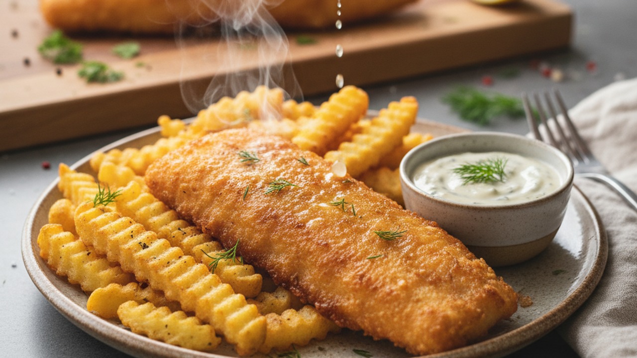 Re-crisp fries and serve