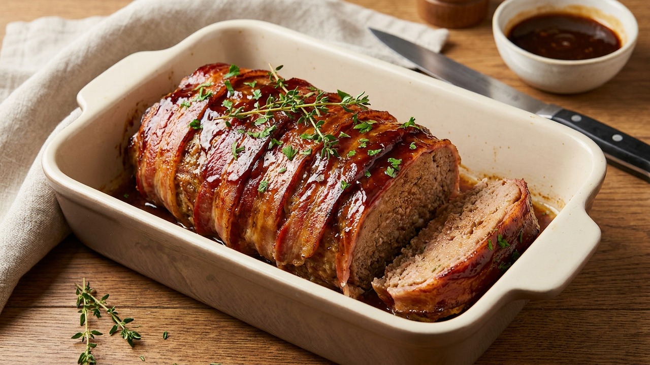 Keto Bacon Wrapped Meatloaf (No Breadcrumbs)