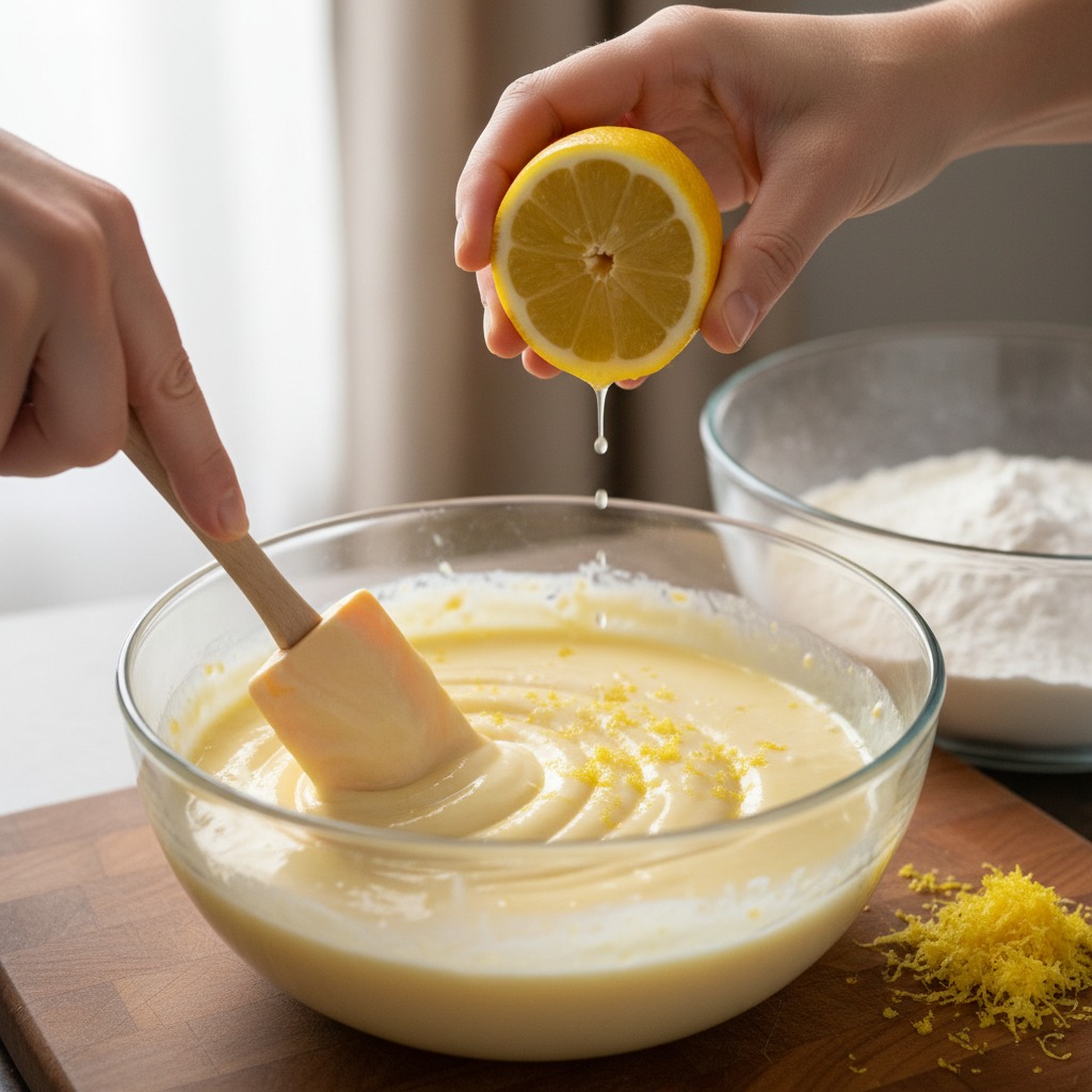 Combine wet ingredients and lemon