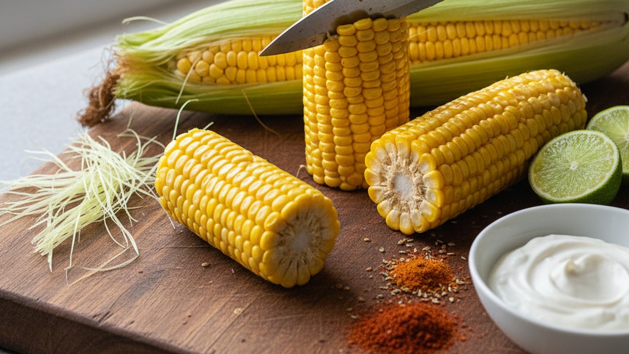 Prep the corn ribs