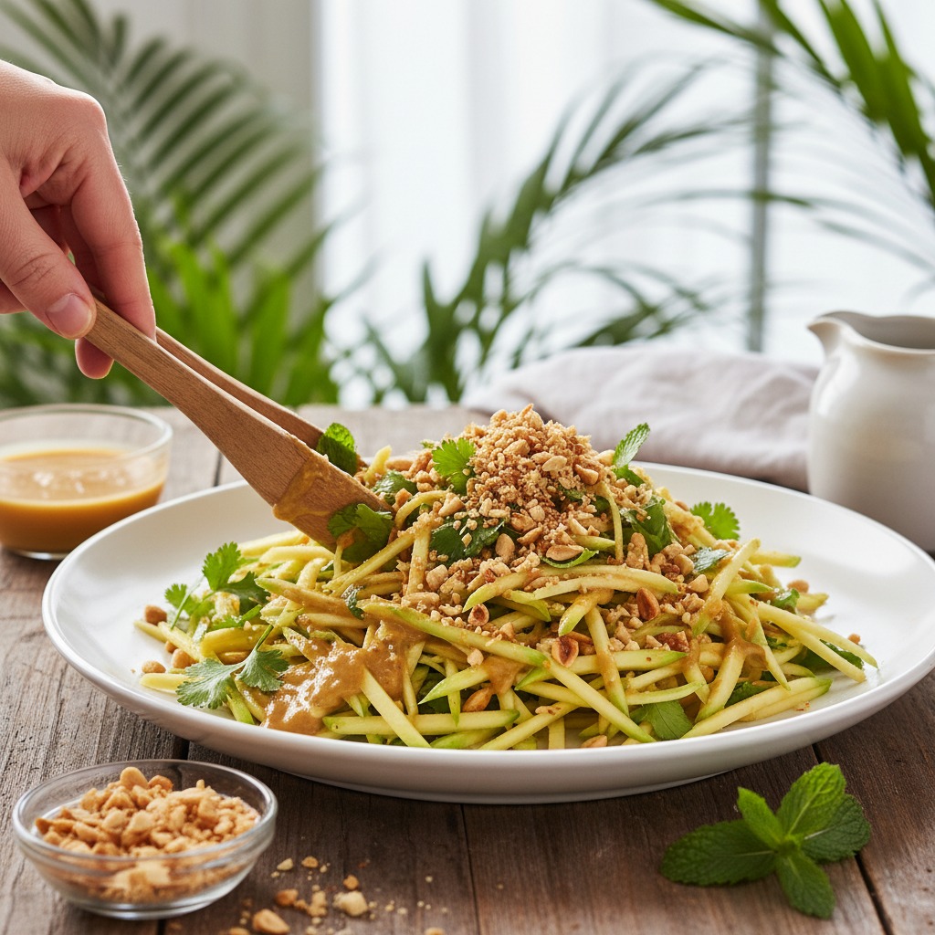 Toss salad and plate