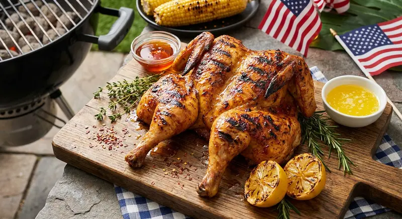 Hot Honey Butter Spatchcock Chicken for 4th of July Grill