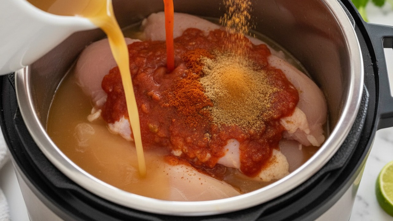 Add liquids and spices to Instant Pot