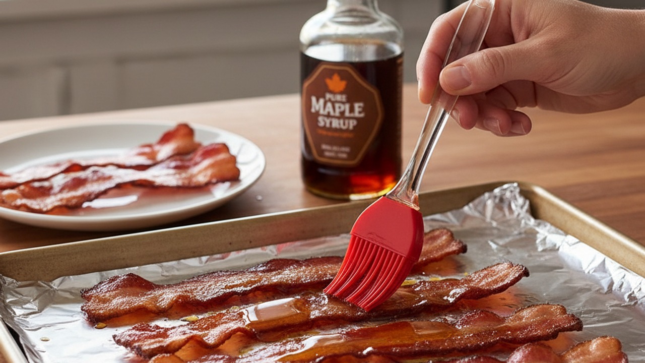 Bake and glaze the bacon