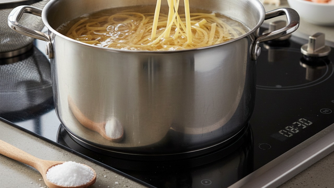 Cook the linguine and reserve pasta water