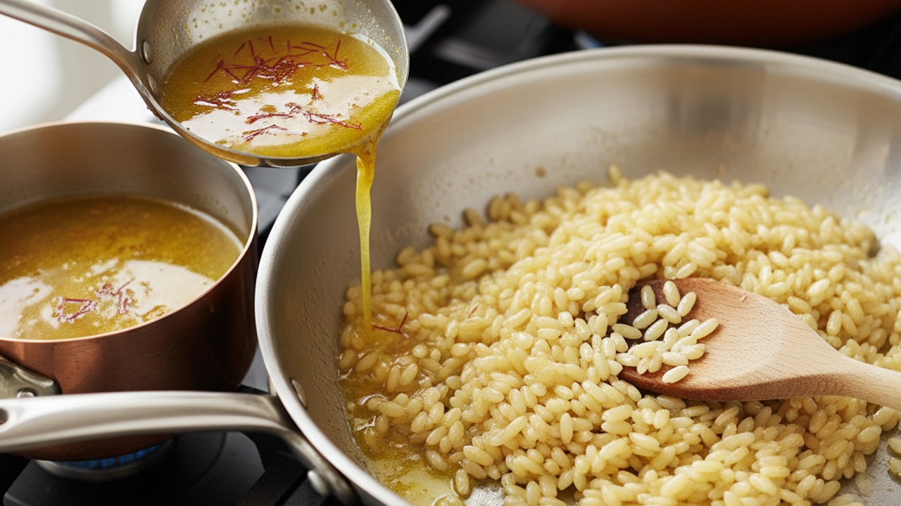 Make the saffron risotto