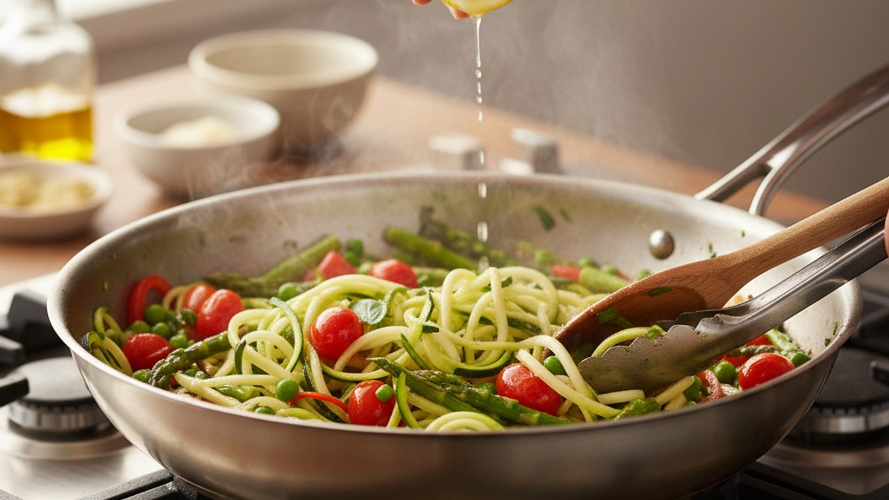 Cook the zucchini noodles briefly