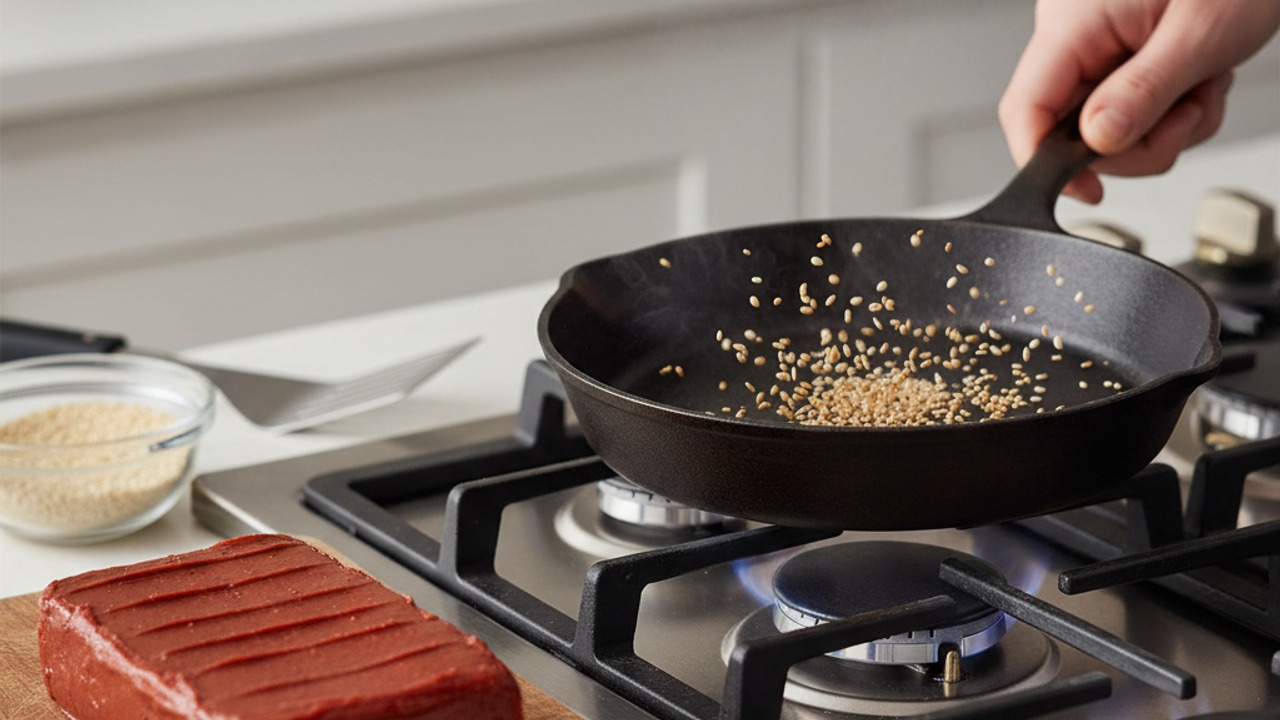 Toast sesame seeds