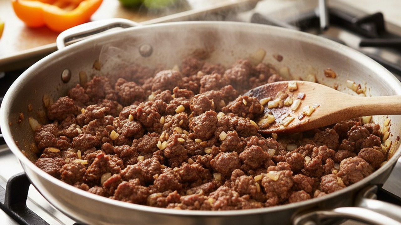 Brown the beef with aromatics