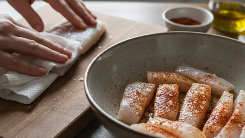 Season and prep the fish