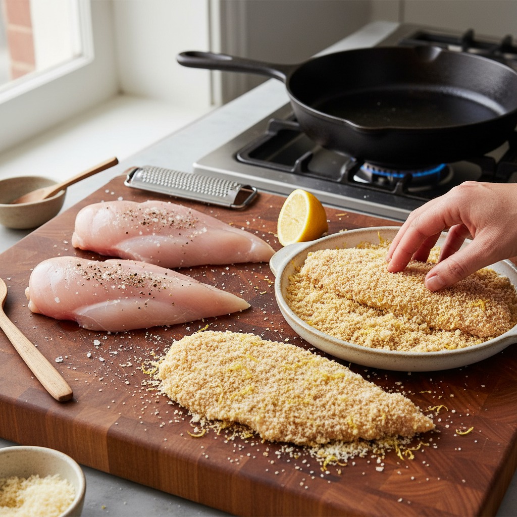 Prep and coat the chicken