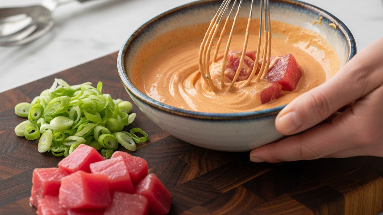 Whisk the spicy dressing and combine