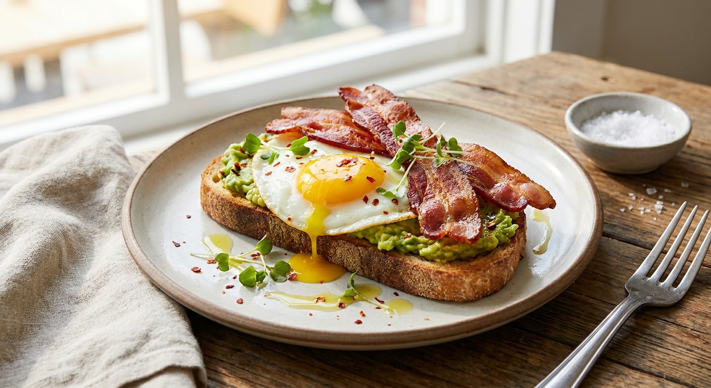 Bacon Egg Avocado Toast Sandwich