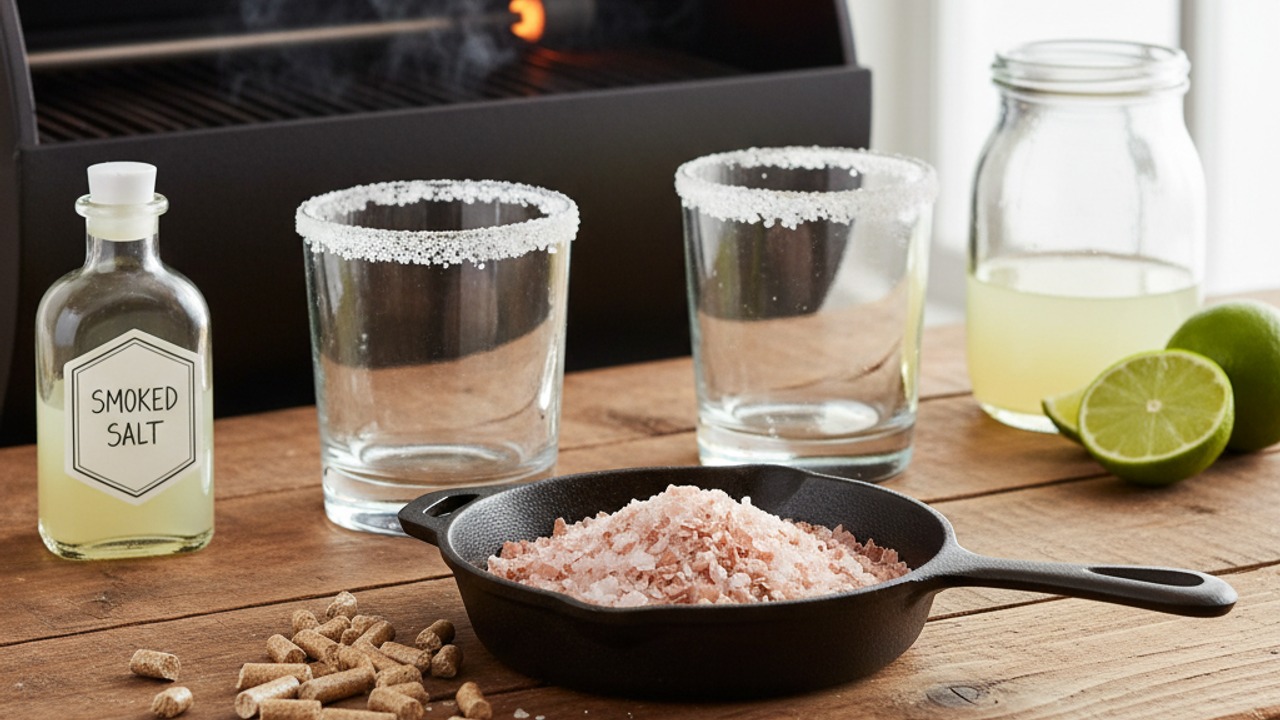 Prep grill, smoked salt and glassware