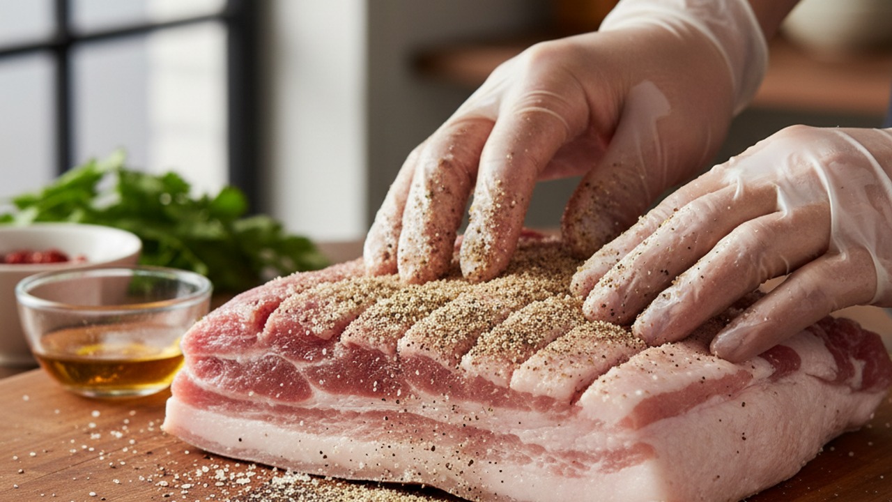 Score and season the meat side