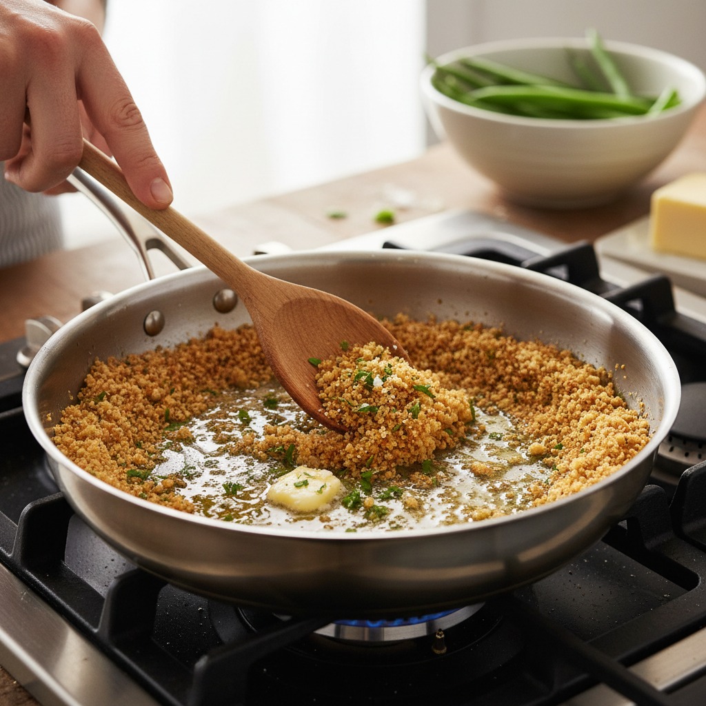Toast the panko topping