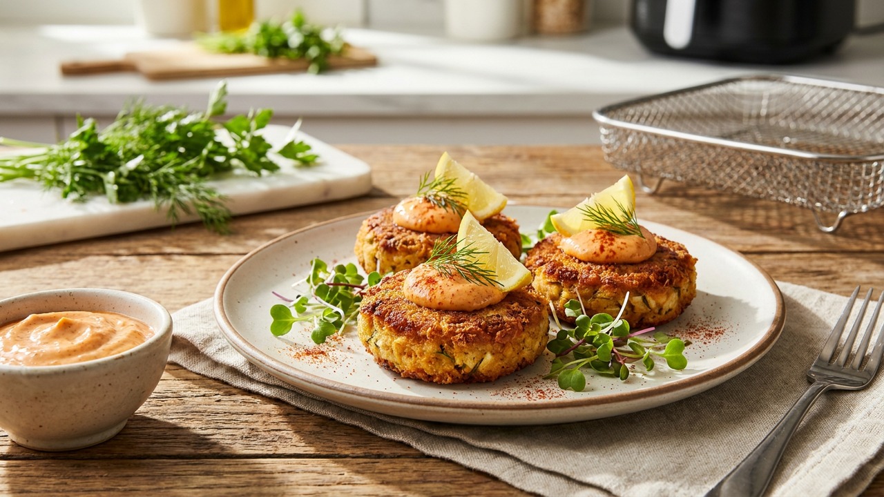 Crispy Air Fryer Crab Cakes with Chipotle Mayo