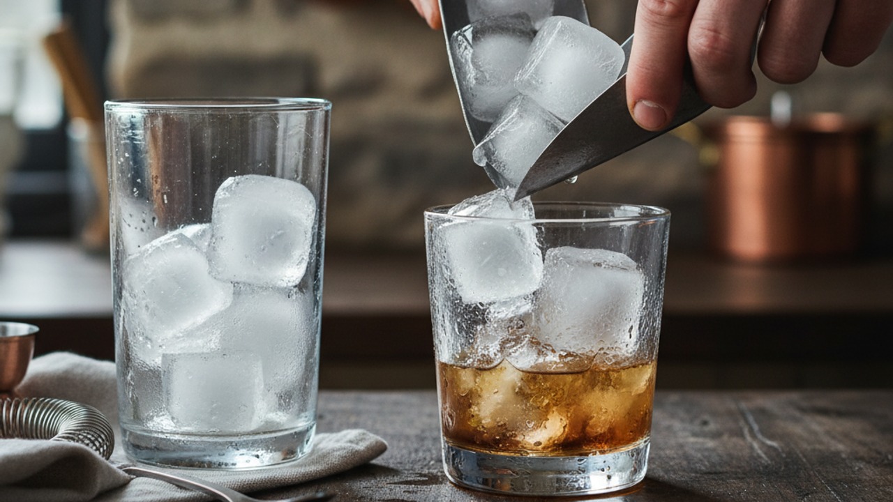 Prepare the glass and ice