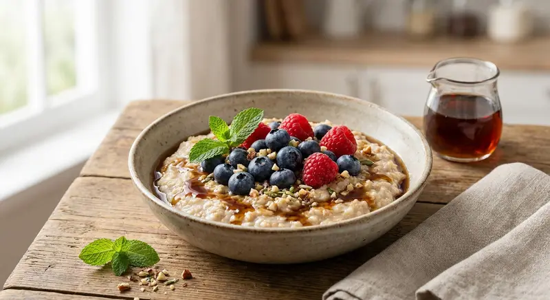 Vegan Dairy-Free Oatmeal with Berries and Maple