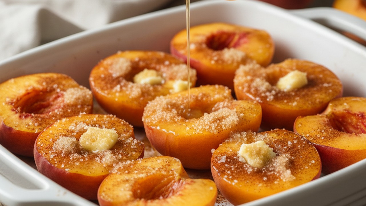 Prep the peaches and seasoning