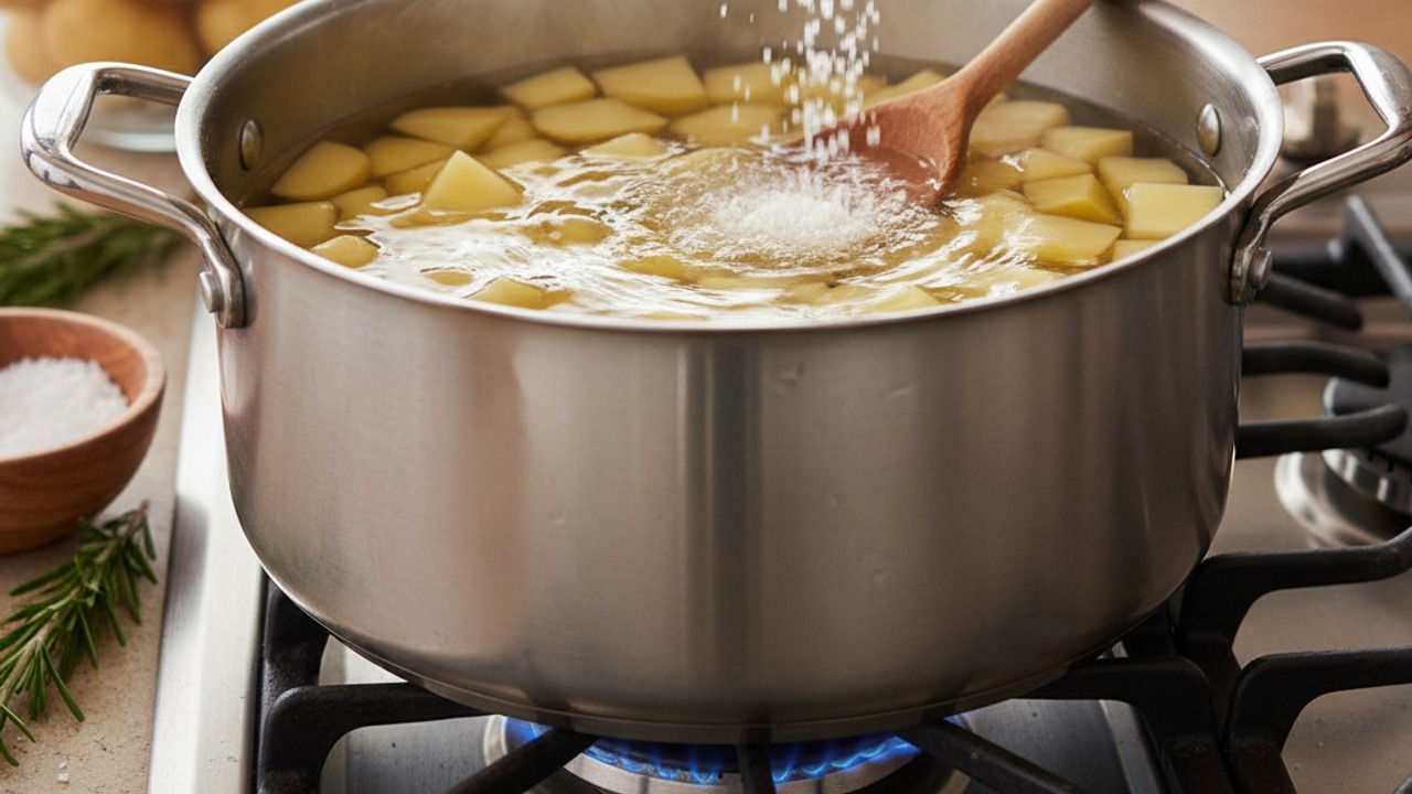 Start potatoes in cold salted water