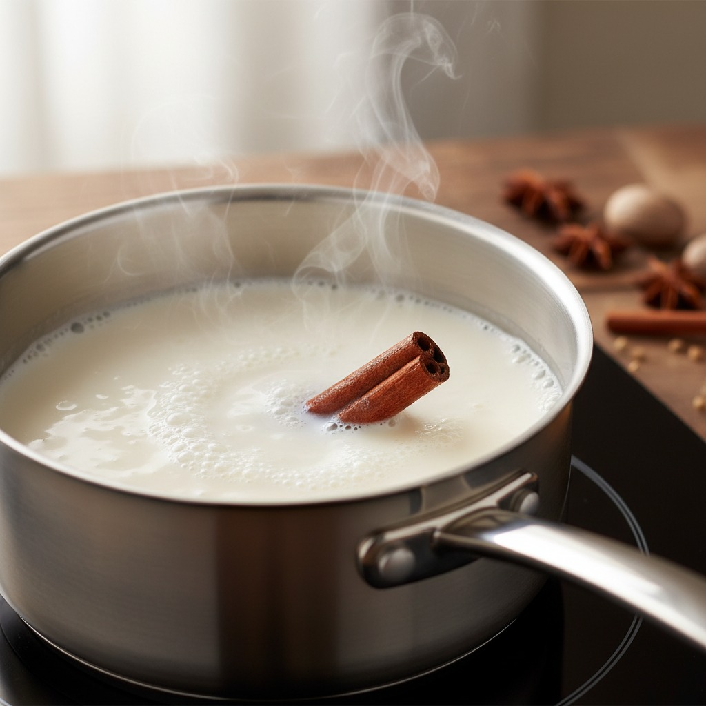 Warm the milk and infuse