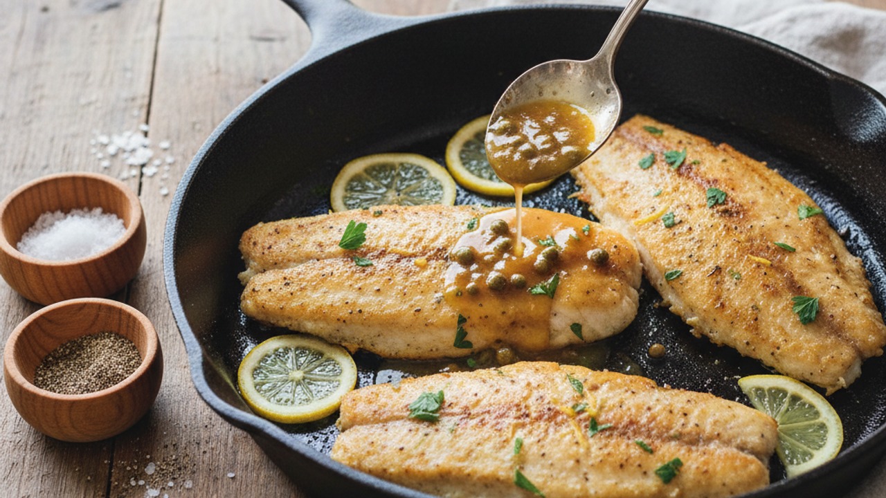 Finish the sauce and reheat the fish