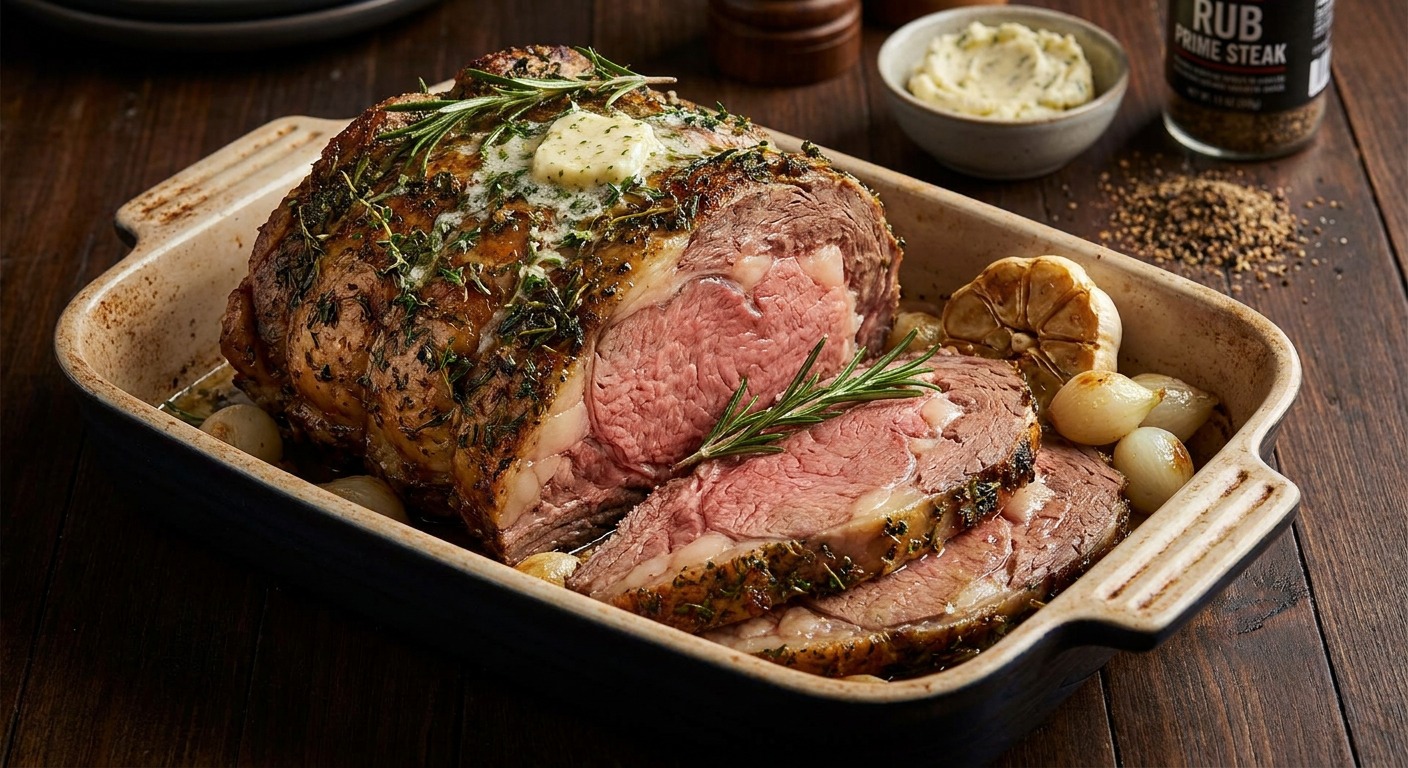 Herb Butter Prime Rib Roast with RUB PRIME STEAK