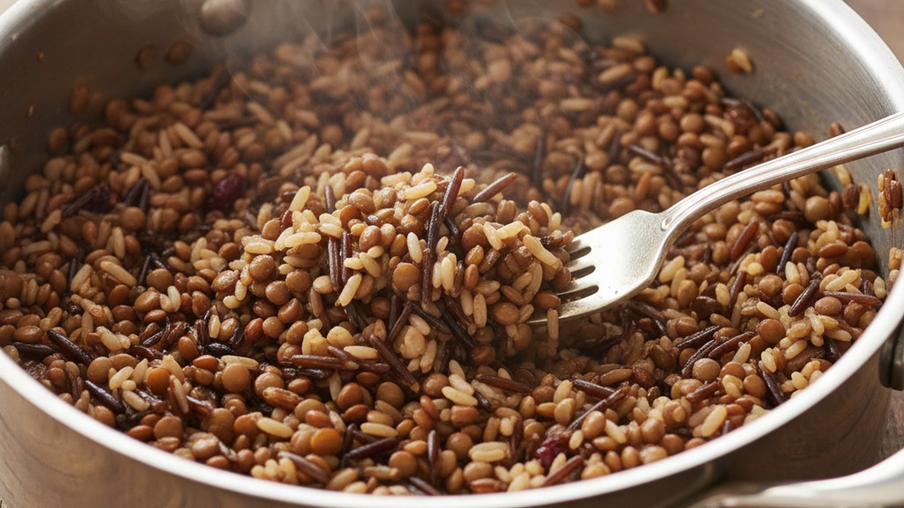Cook the wild rice and lentils