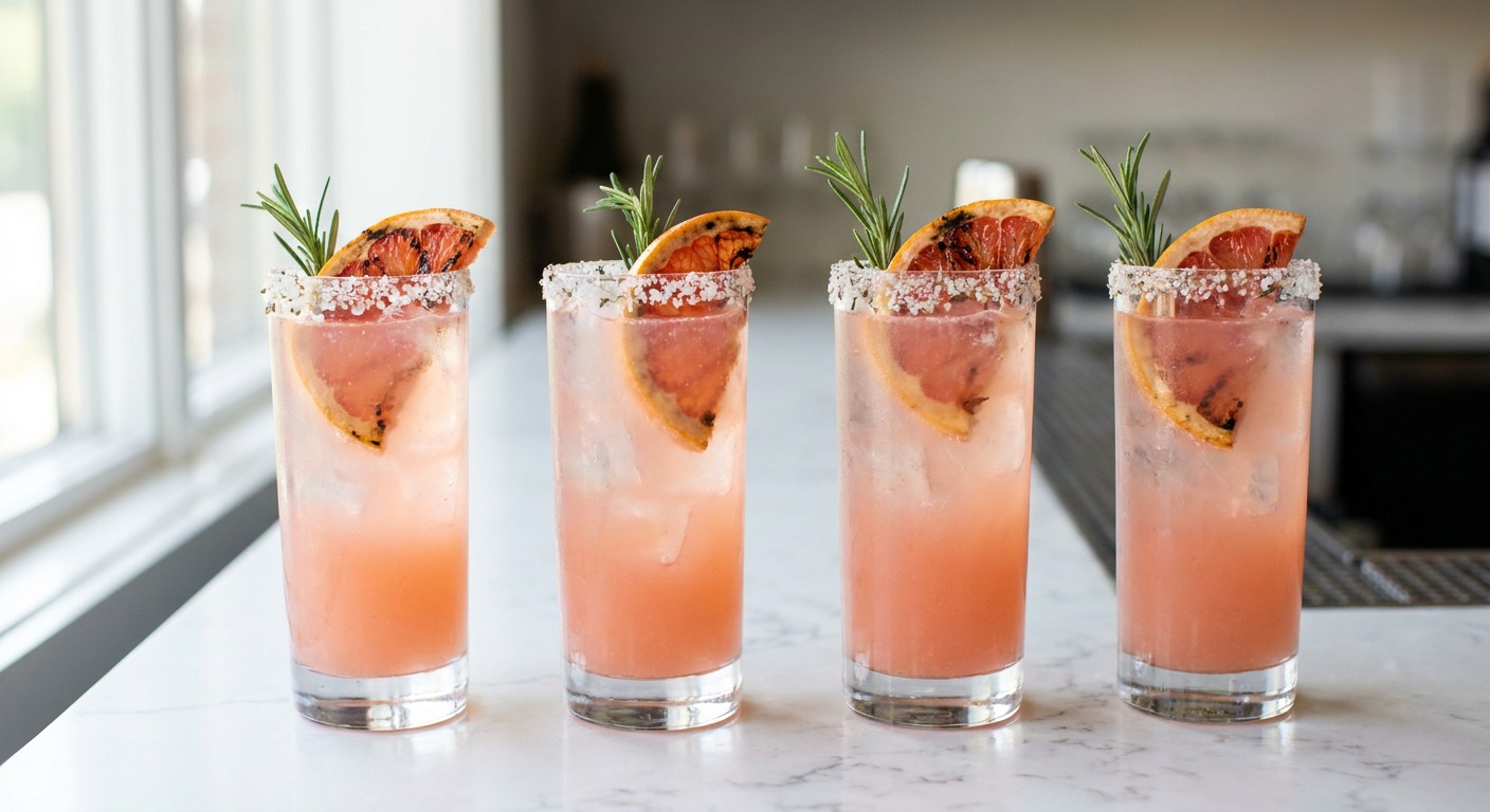 Grilled Grapefruit Paloma with Charred Rosemary Salt Rim