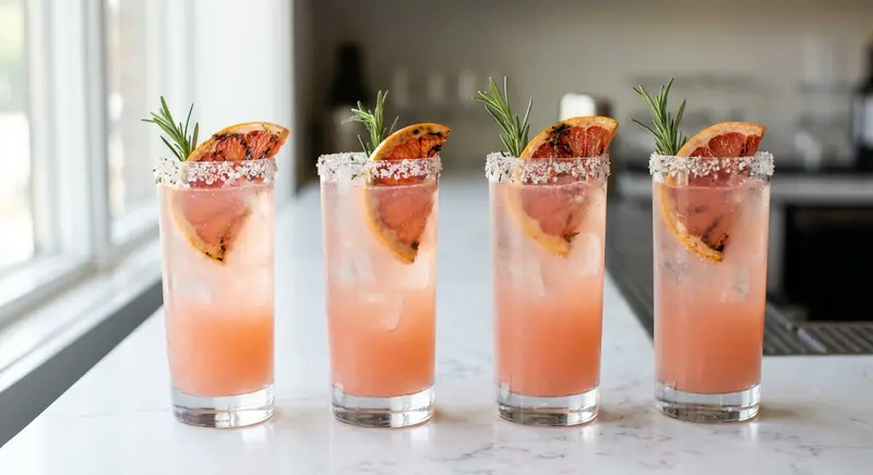 Grilled Grapefruit Paloma with Charred Rosemary Salt Rim