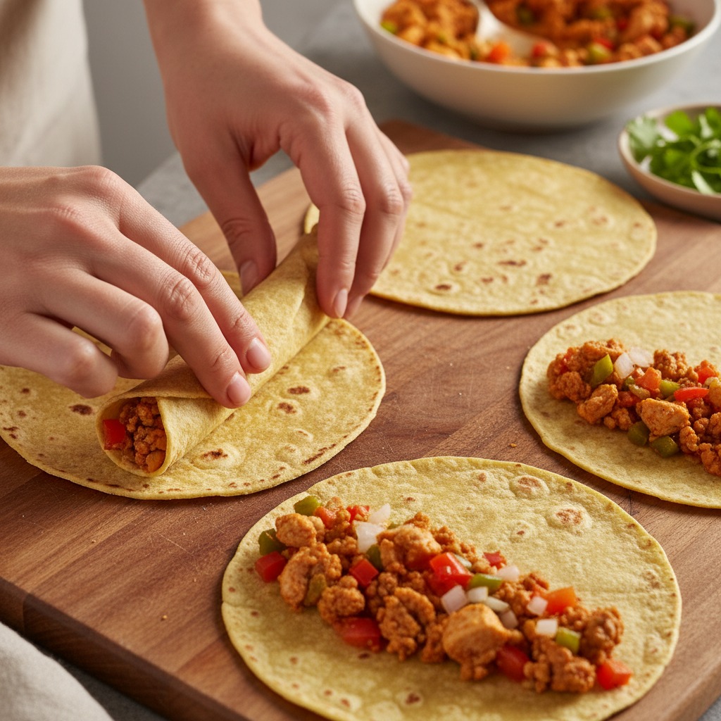 Assemble and oil the taquitos