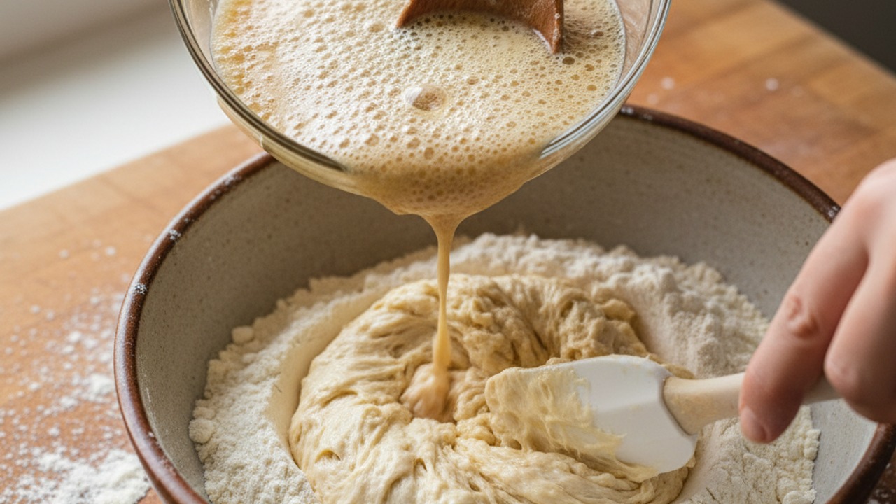 Bloom yeast and combine flour with water