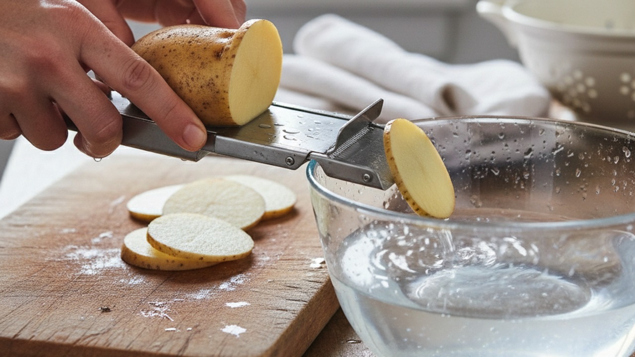Slice and rinse the potatoes