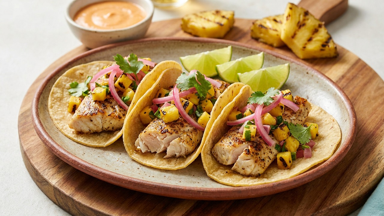 Smoky Chipotle-Lime Grilled Mahi-Mahi Tacos with Charred Pineapple-Jalapeño Salsa