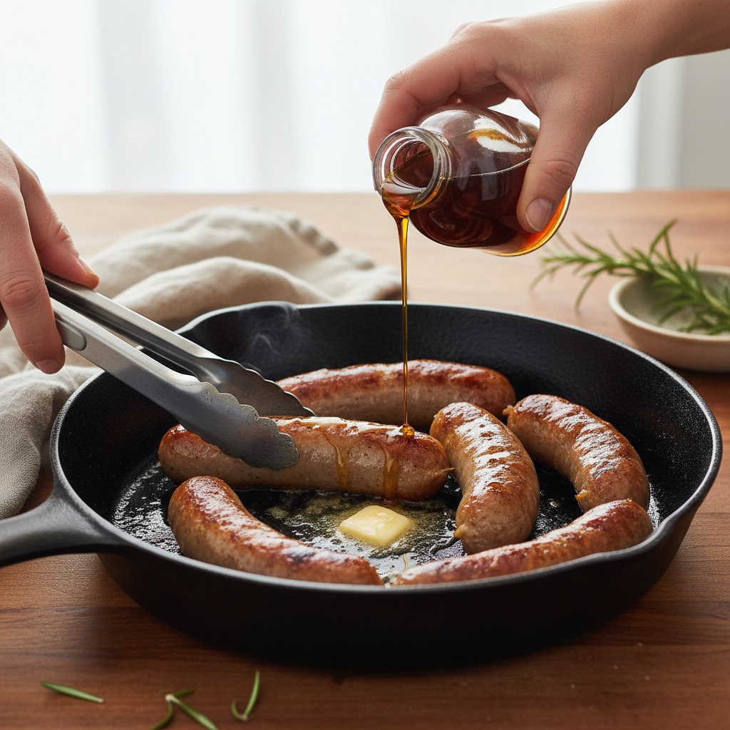 Cook and glaze the sausages